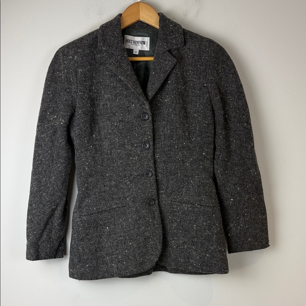 Holt Renfrew Women's Grey Wool Blazer Size 4